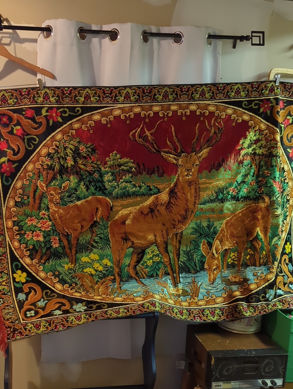 Large Velour Wall Hanging with Deer!